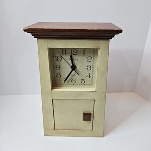 Bulova ELLSBROOK Country Collection Clock Solid Wood Veneer Case Antiqued Finish